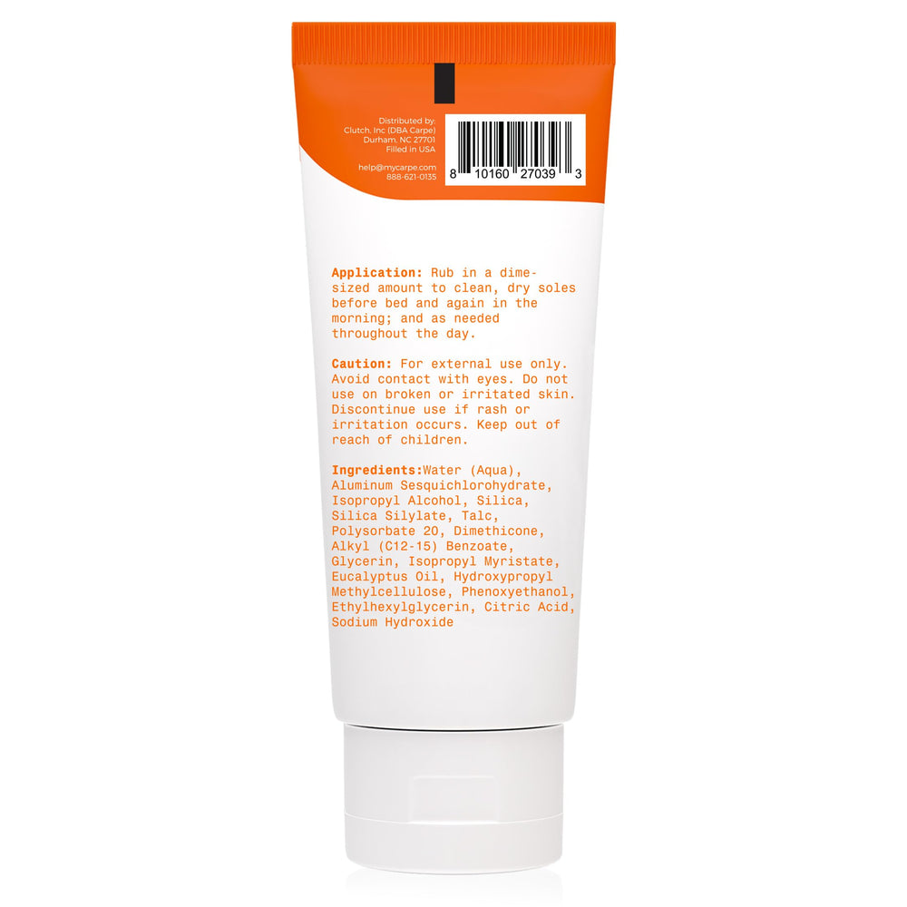 Carpe Sweat Absorbing Foot Lotion made in the USA with safe ingredients.