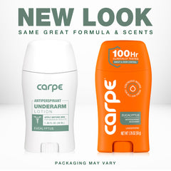 Close-up of Carpe applying underarm protection at night for best results.