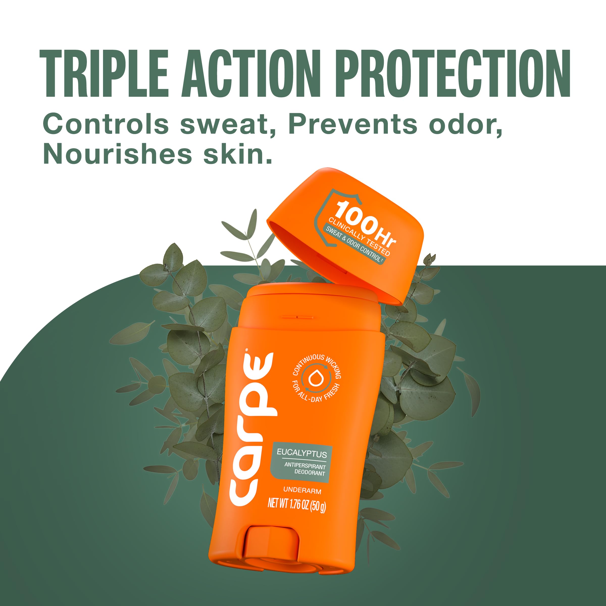 Carpe eucalyptus scent with jasmine and sandalwood notes.