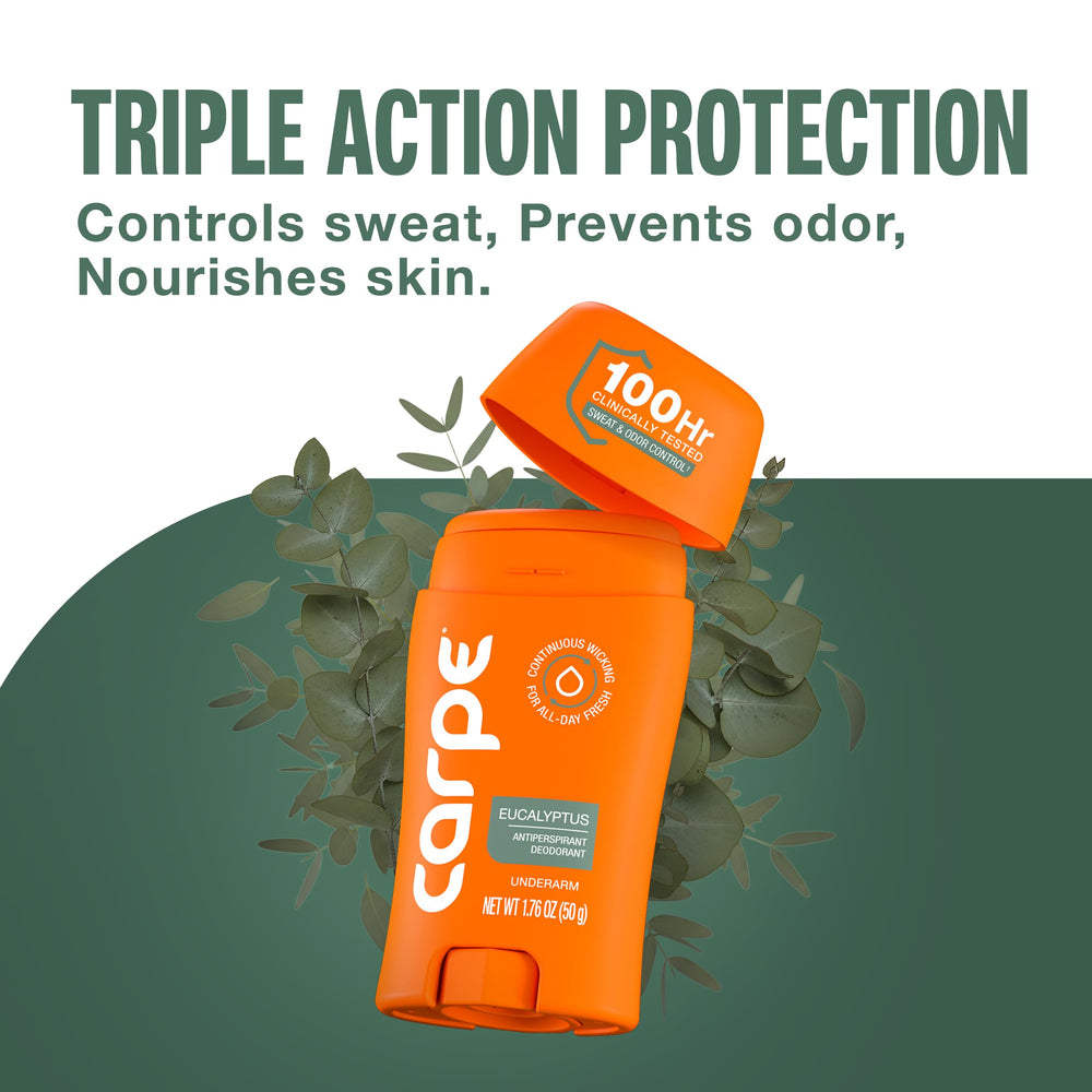 Carpe eucalyptus scent with jasmine and sandalwood notes.