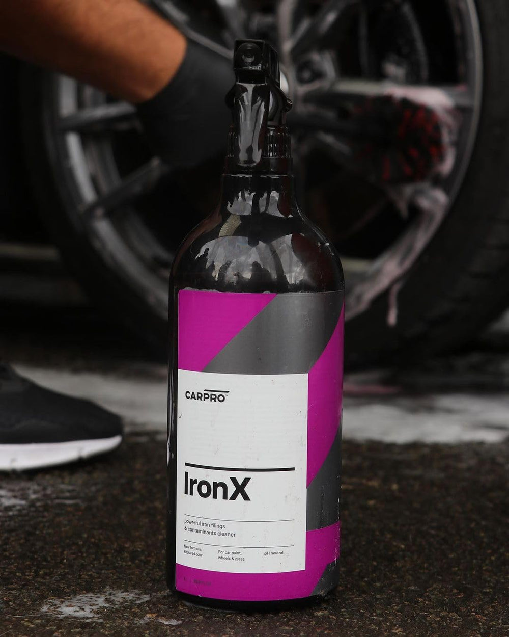 Close-up of embedded iron being removed with CARPRO IronX.