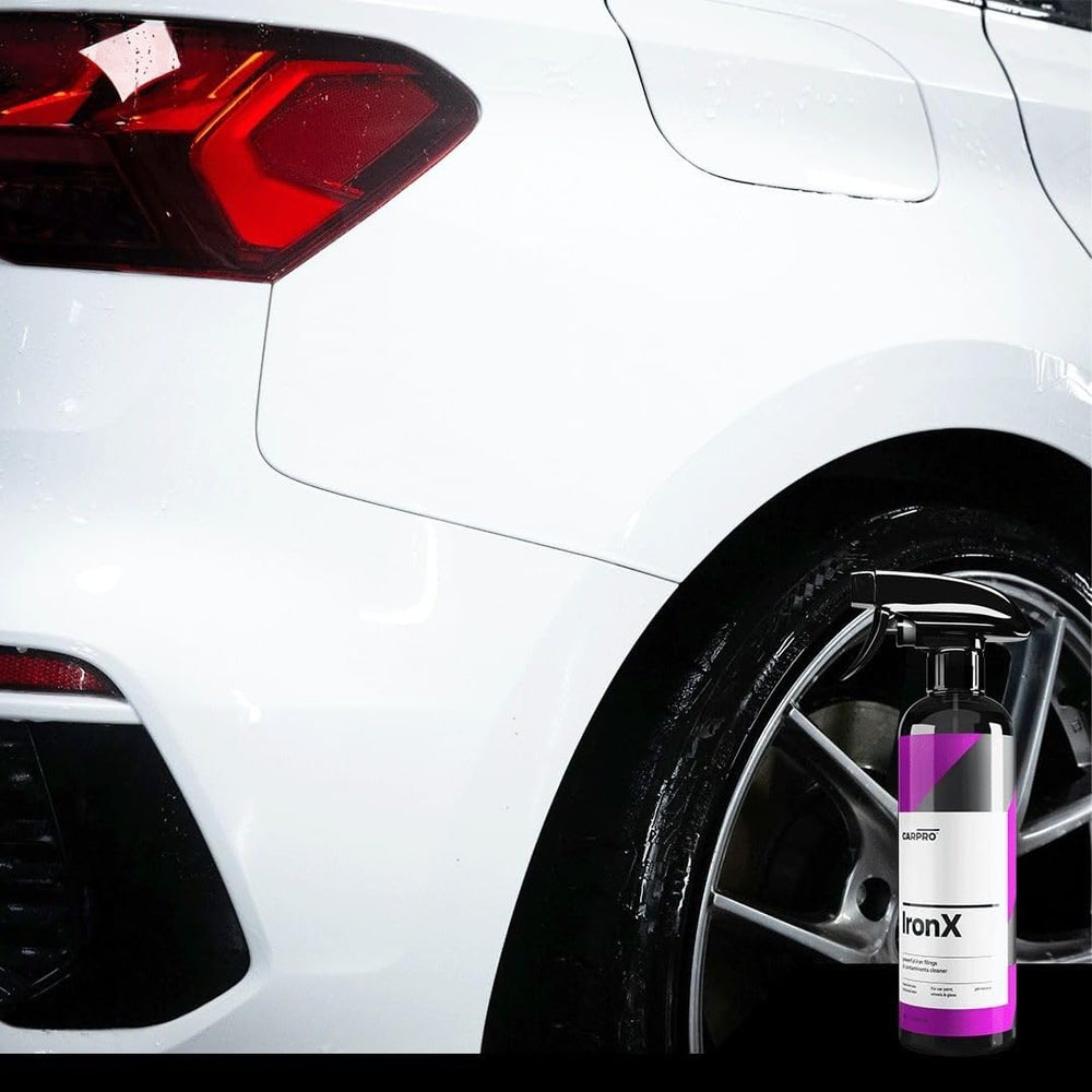 Wheel decontamination scene highlighting rust prevention with IronX.