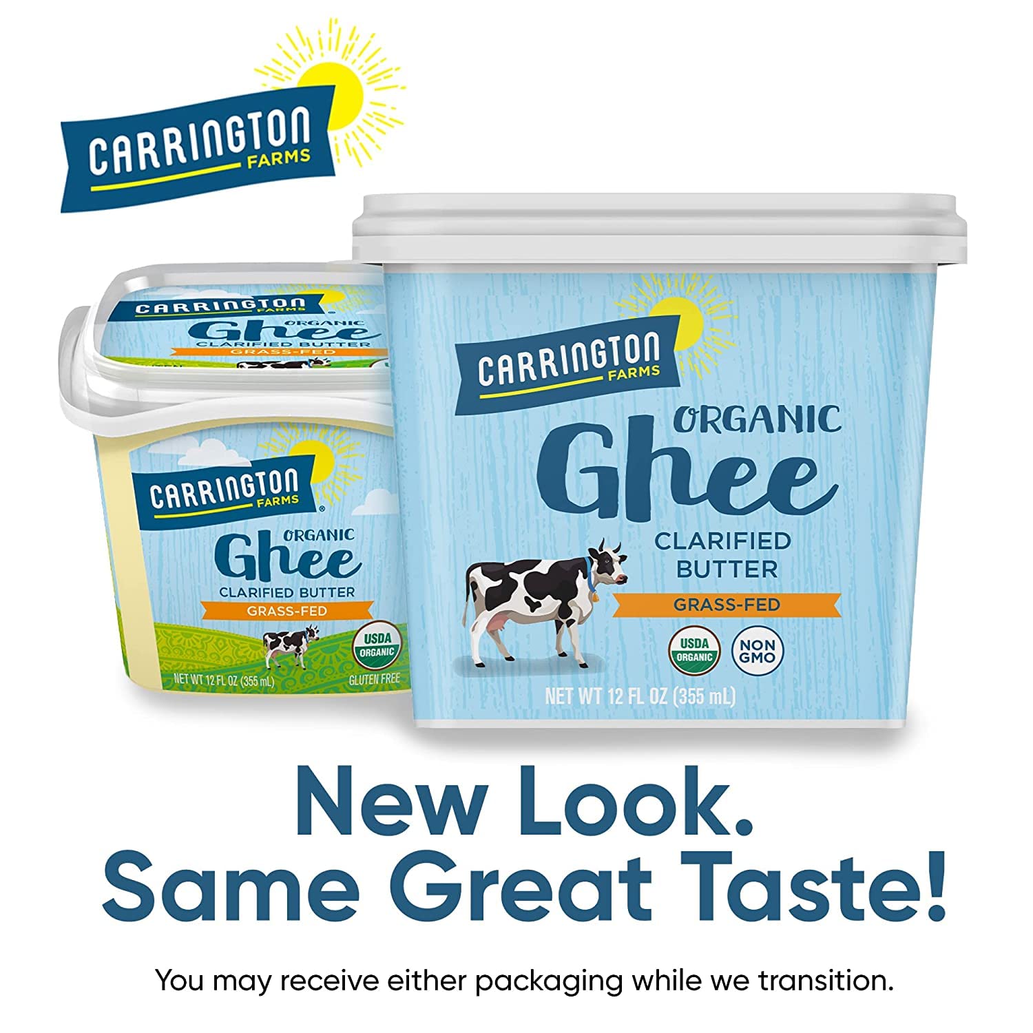 Carrington Farms ghee label packaging with nutrition panel