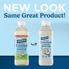 Closeup of Carrington Farms liquid coconut oil bottle emphasizing quality packaging