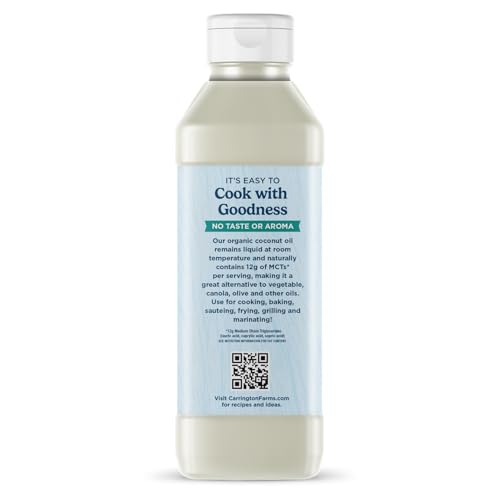 Liquid coconut oil from Carrington Farms ideal for high heat cooking