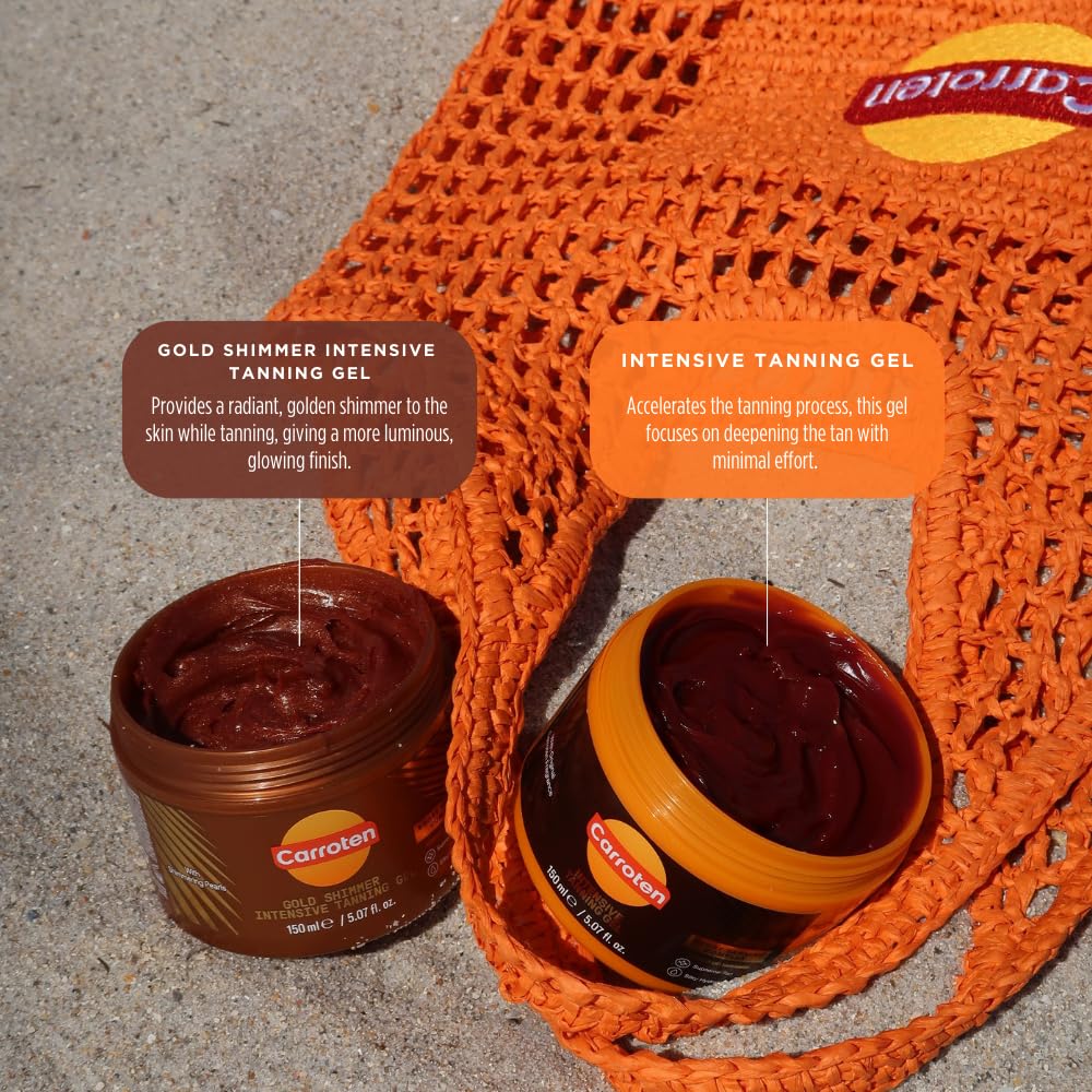 Carroten Gold Shimmer Tanning Gel includes a spatula for clean application.