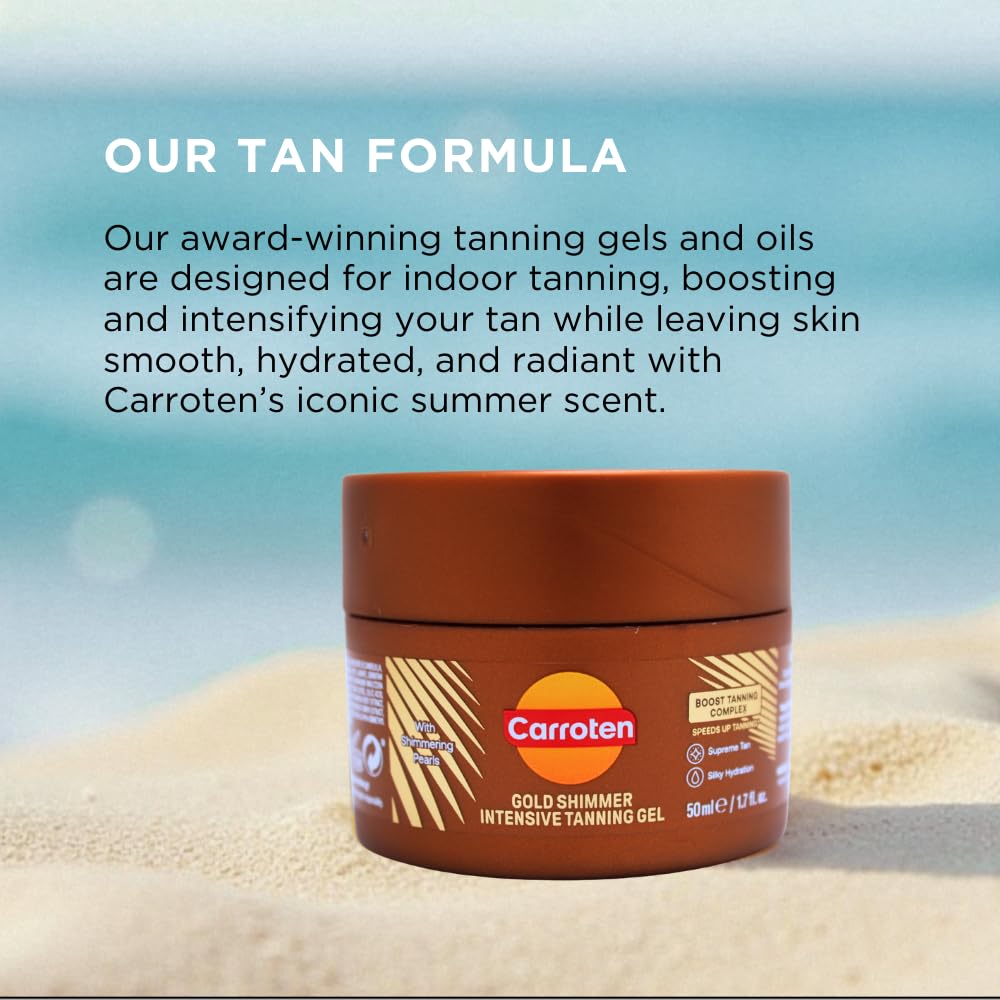 Carroten Mini Shimmer Gold gel being spread evenly on skin for smooth coverage