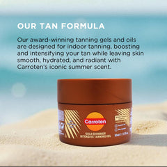 Carroten Mini Shimmer Gold gel being spread evenly on skin for smooth coverage