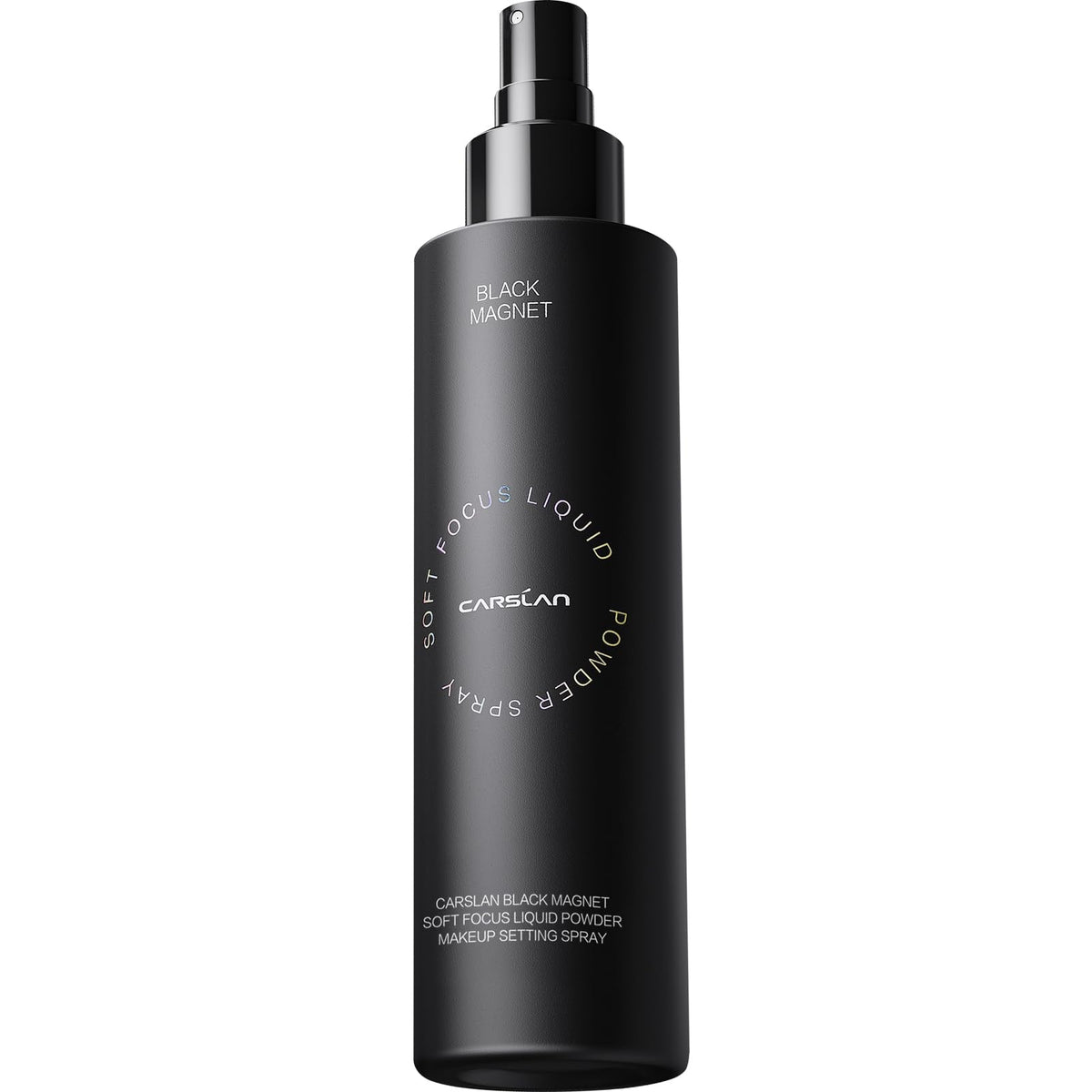 CARSLAN Black Magnet setting spray bottle front view for all-day makeup hold.