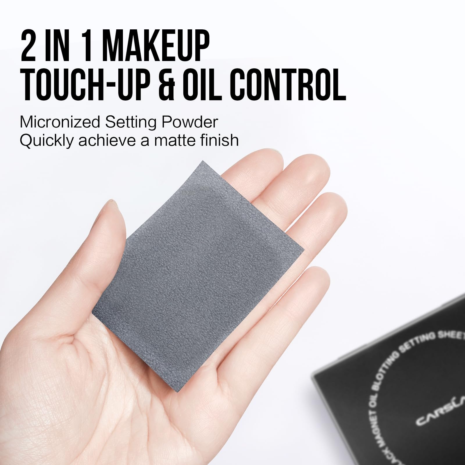 CARSLAN compact blotting pack with mirror for easy on-the-go use.