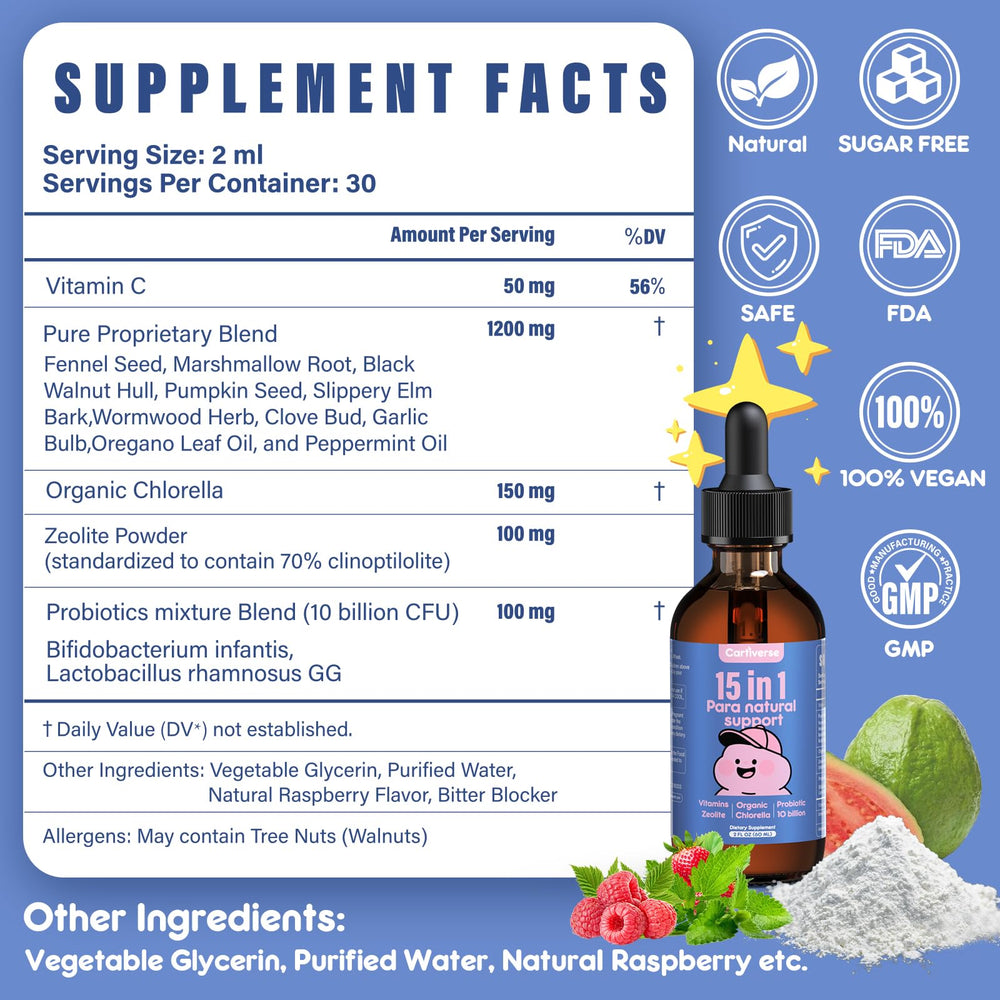 Cartiverse Organic botanicals and chlorella ingredient detail on label