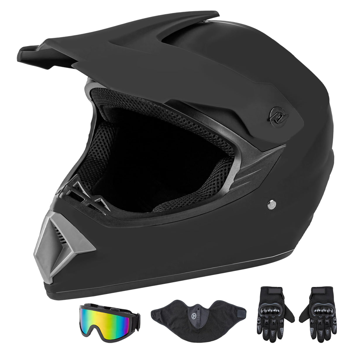 CARTMAN DOT full-face helmet front view in matte black for confident highway rides.