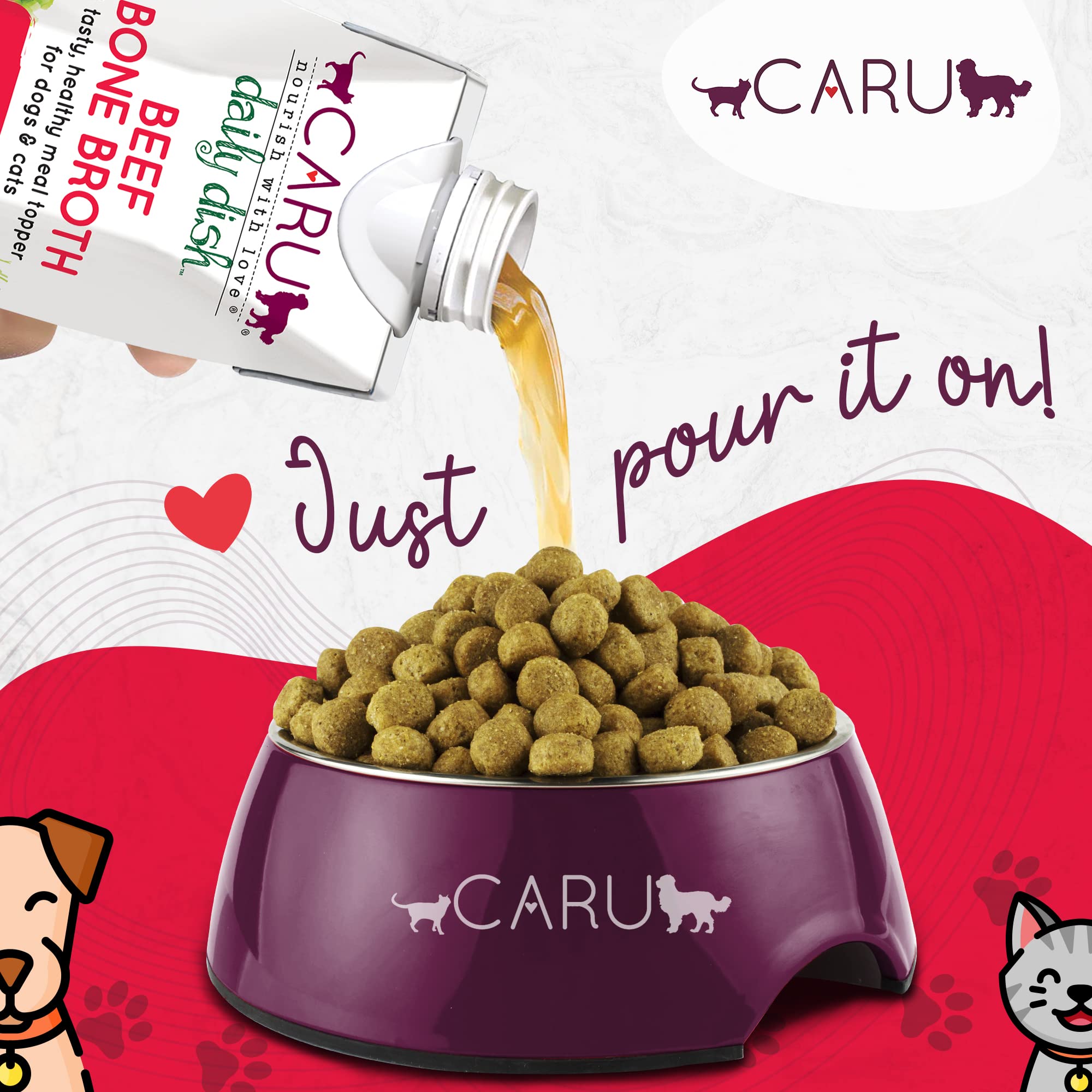 Close-up of Caru Daily Dish ingredients showing human-grade, non-GMO quality