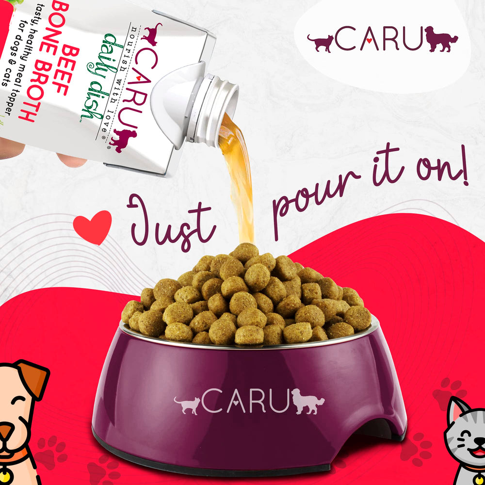 Close-up of Caru Daily Dish ingredients showing human-grade, non-GMO quality