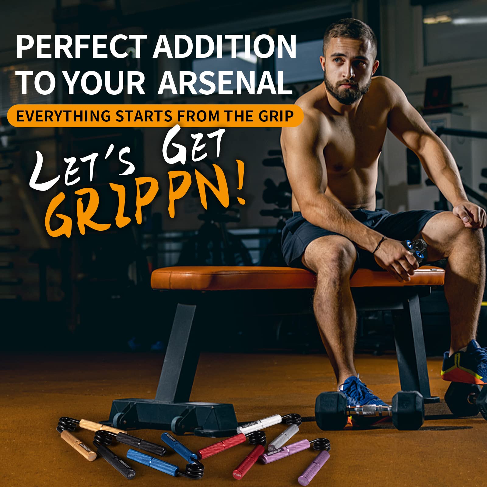 Carvanchy grip strength trainer 200lb in-use demonstration for wrist workouts.