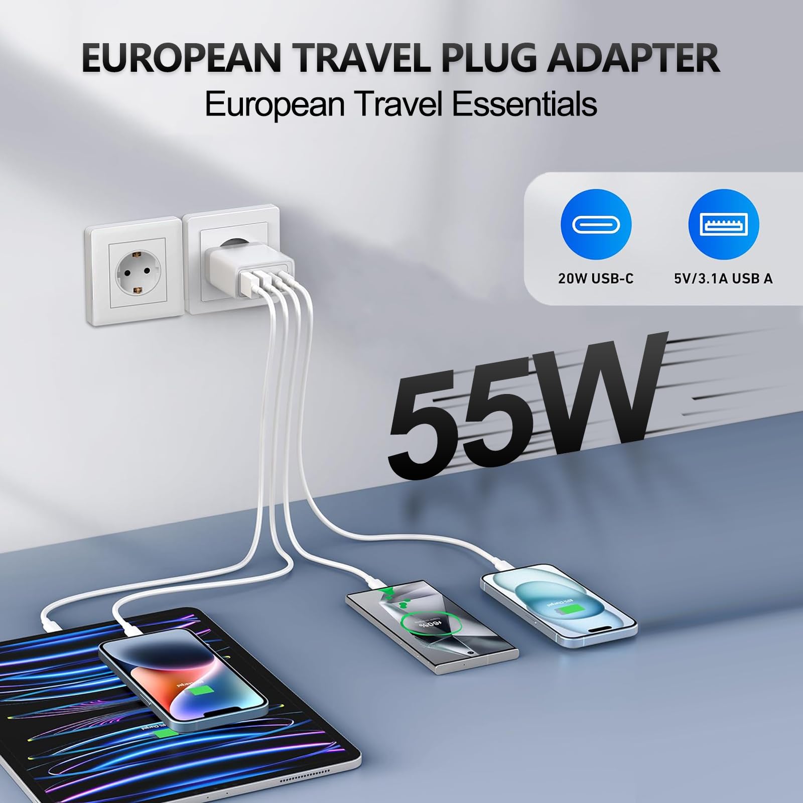 CARZONJX 55W USB-C port delivers fast charging for modern devices on the go.