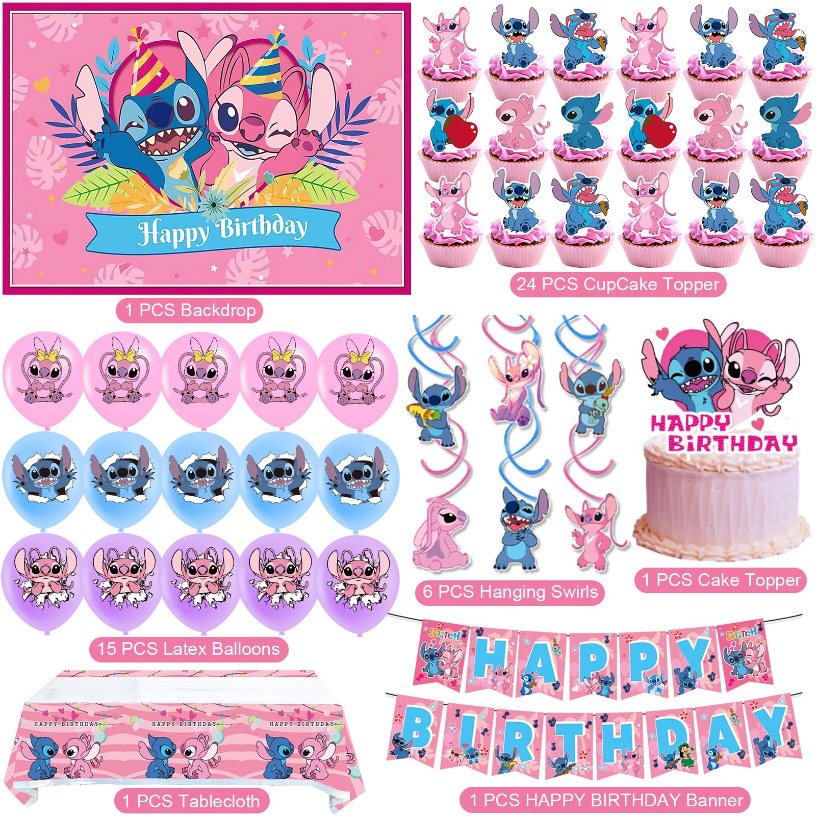 CasaCraze Stitch backdrop creates a cohesive party scene and photo-ready setup.