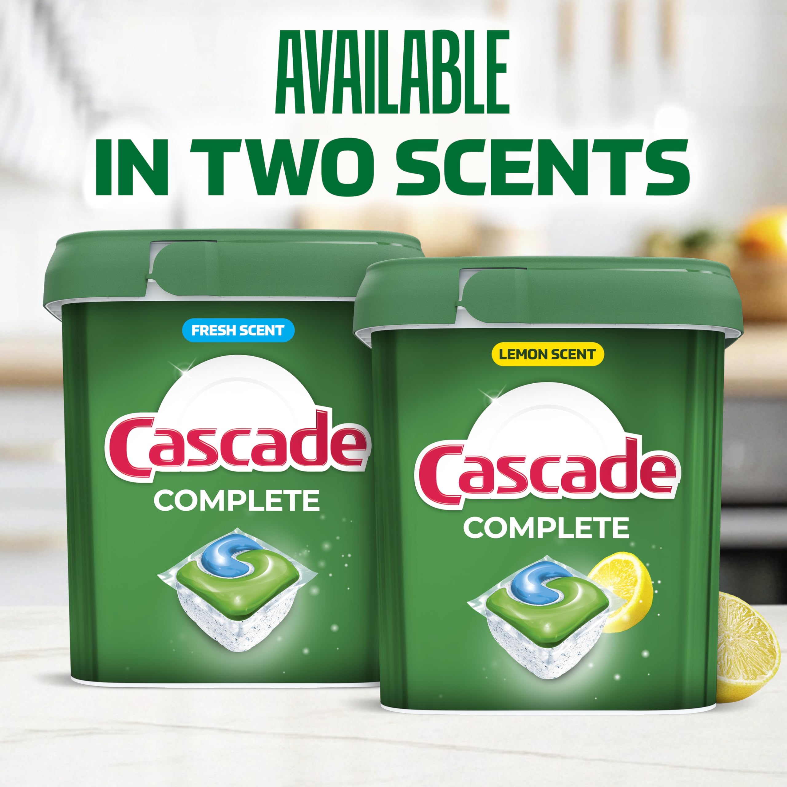 Cascade Complete dishwasher pods glass cleaning emphasizes shine on glasses and flatware.