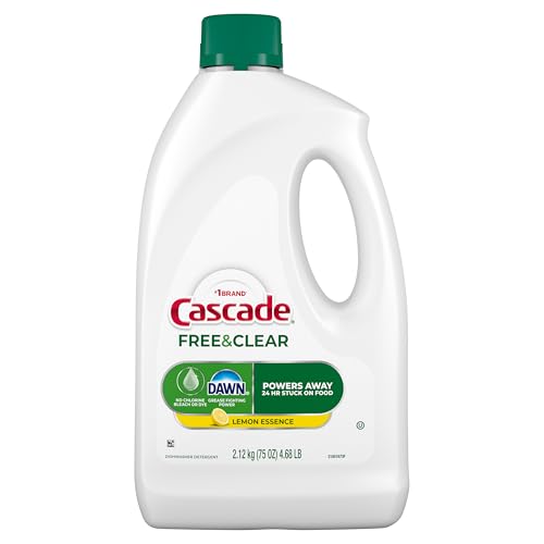Eco-friendly ingredients badge on Cascade Free & Clear packaging.