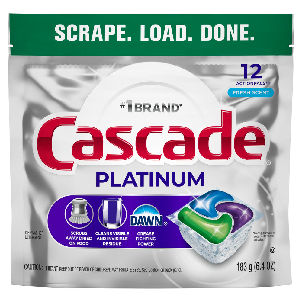Cascade with Dawn synergy boosts deep cleaning for stubborn residues.