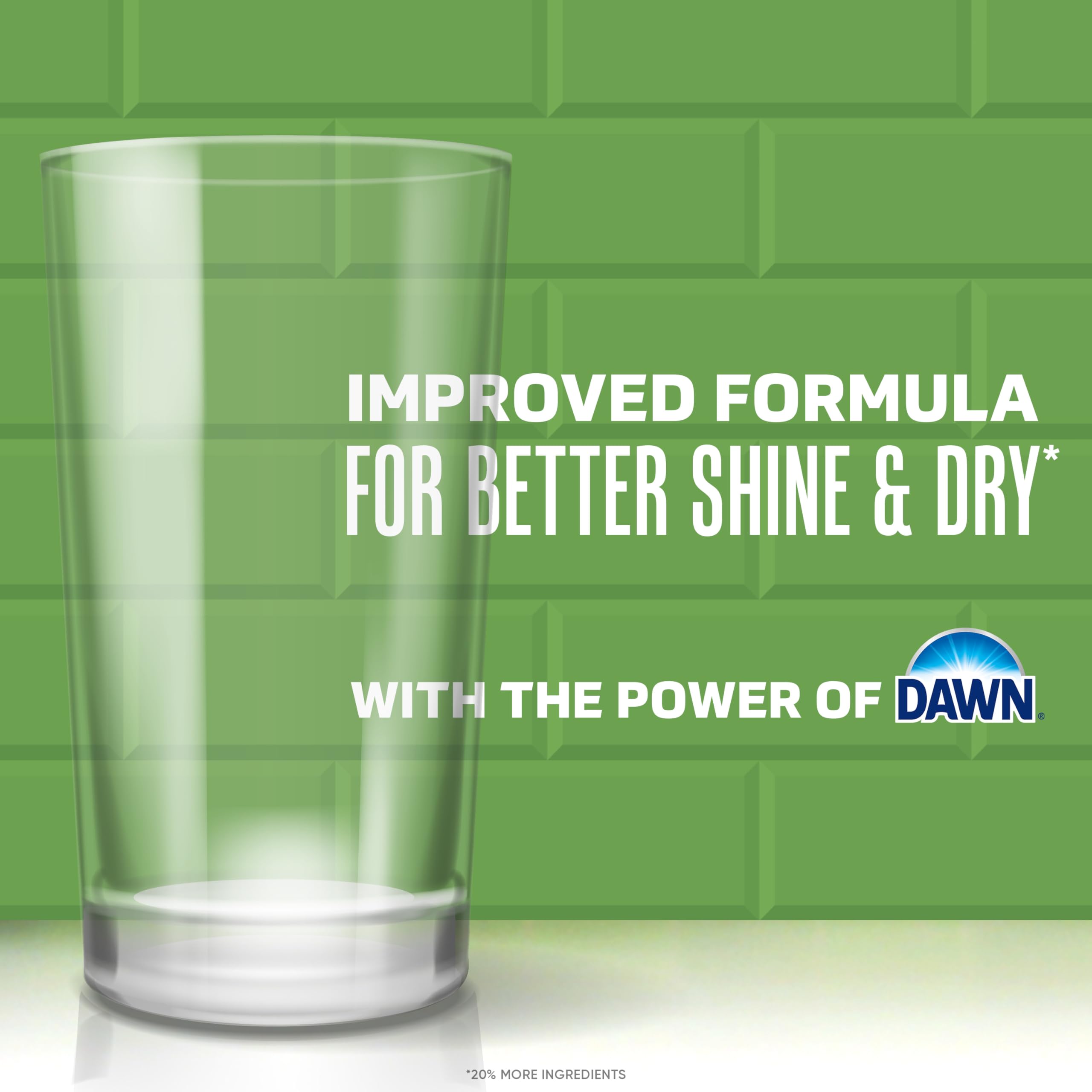 Dawn grease fighting power badge highlighted on Cascade Platinum Plus label