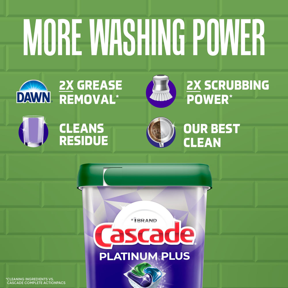 Dishes and glassware sparkle after Cascade Platinum Plus wash