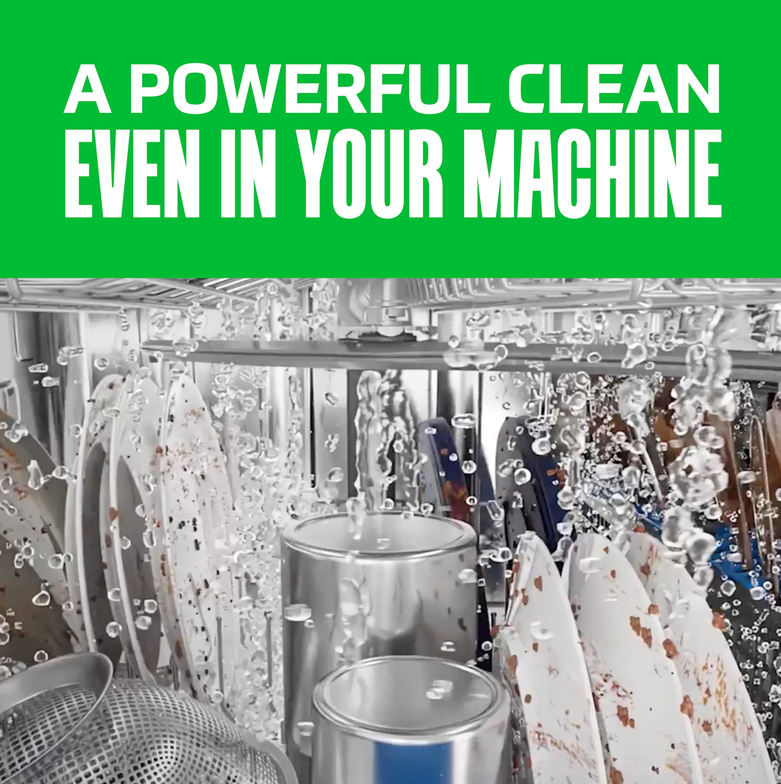 Foam and scrubbing power from Cascade Platinum Plus shown during wash