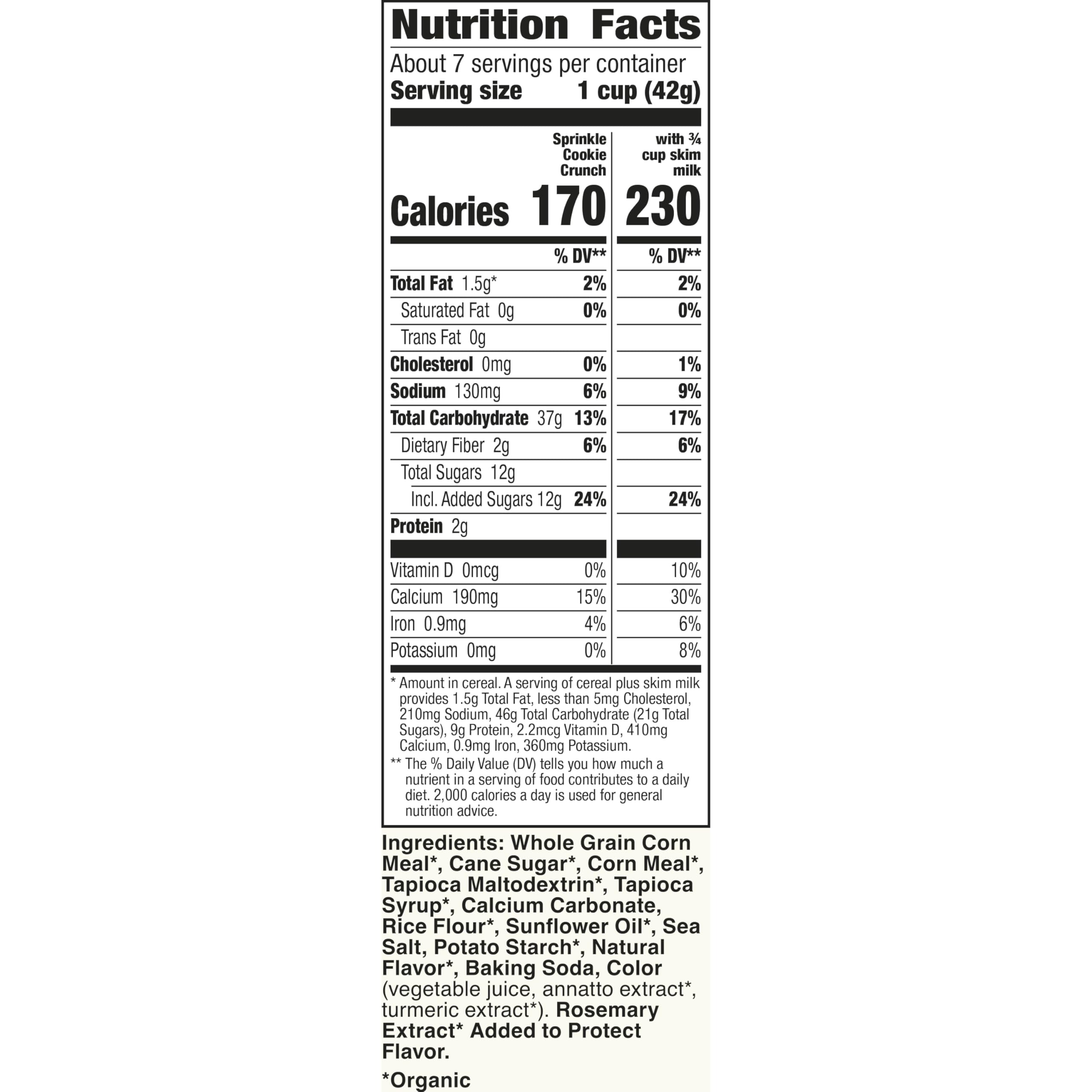 Cascadian Farm Sprinkle Cookie Crunch cereal sprinkles closeup shows gluten-free sweetness ideal for quick snacking.