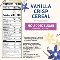 Cascadian Farm Vanilla Crisp cereal in a bowl with milk