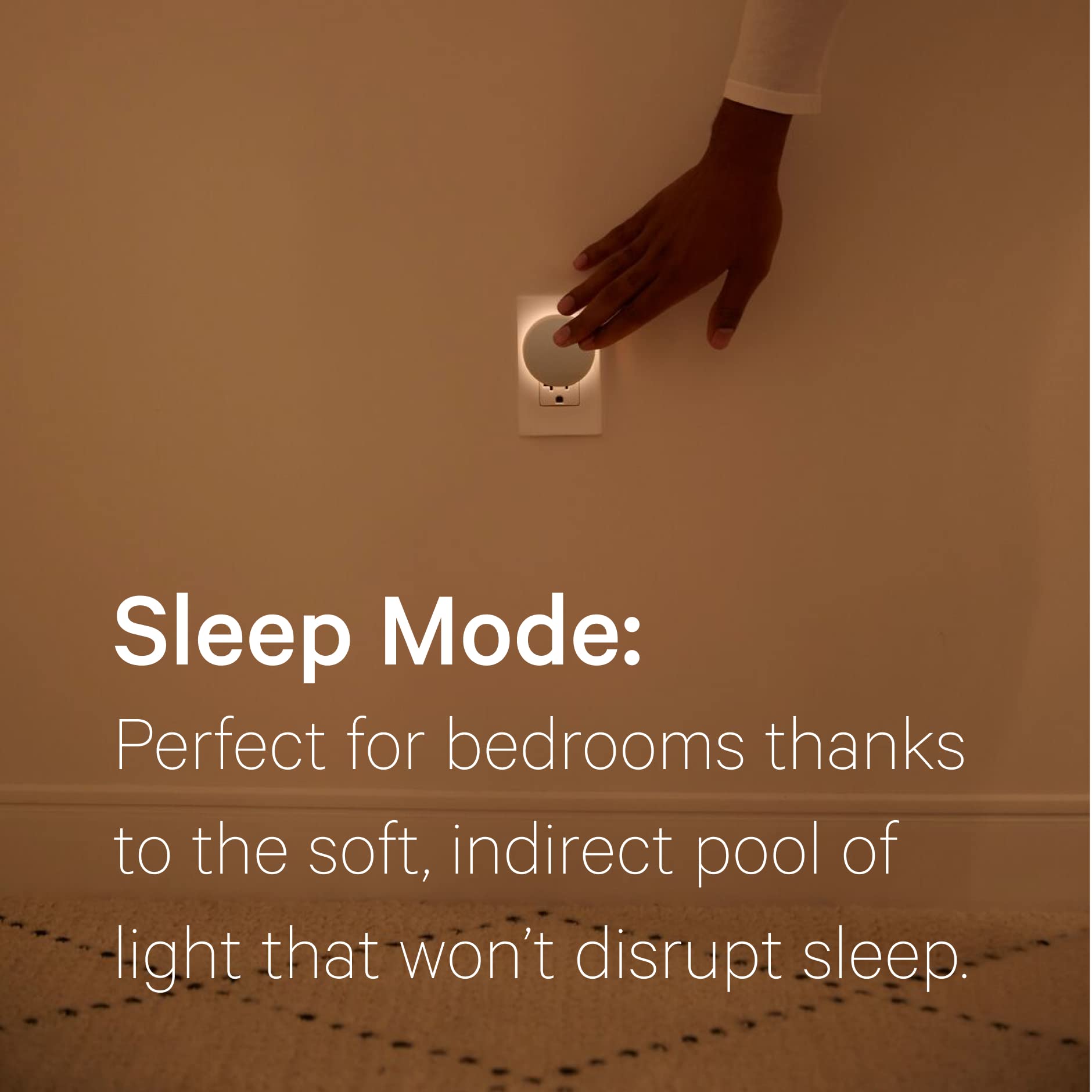 Casper Sleep Glow Night Light night usage illustrates automatic on in dark rooms.