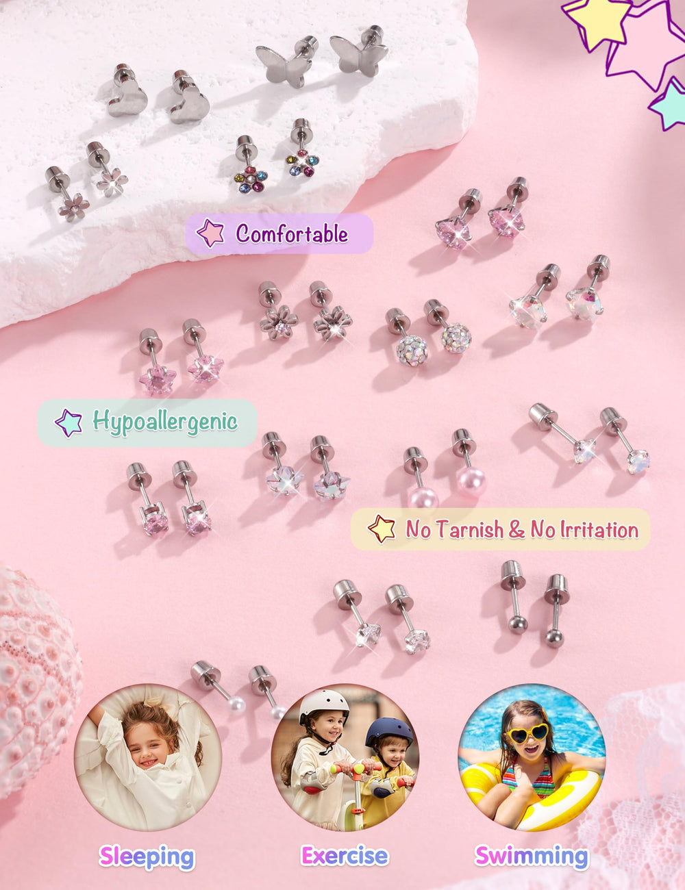 CASSIECA butterfly stud earrings offer delicate detail and hypoallergenic wear.