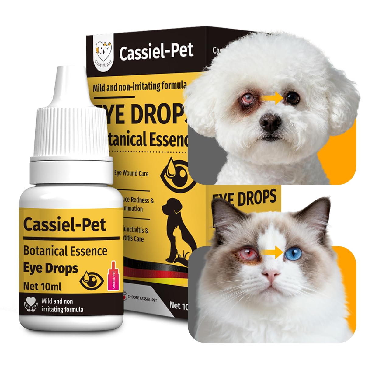 Cassiel pet Eye Drops bottle front for gentle eye care and comfort