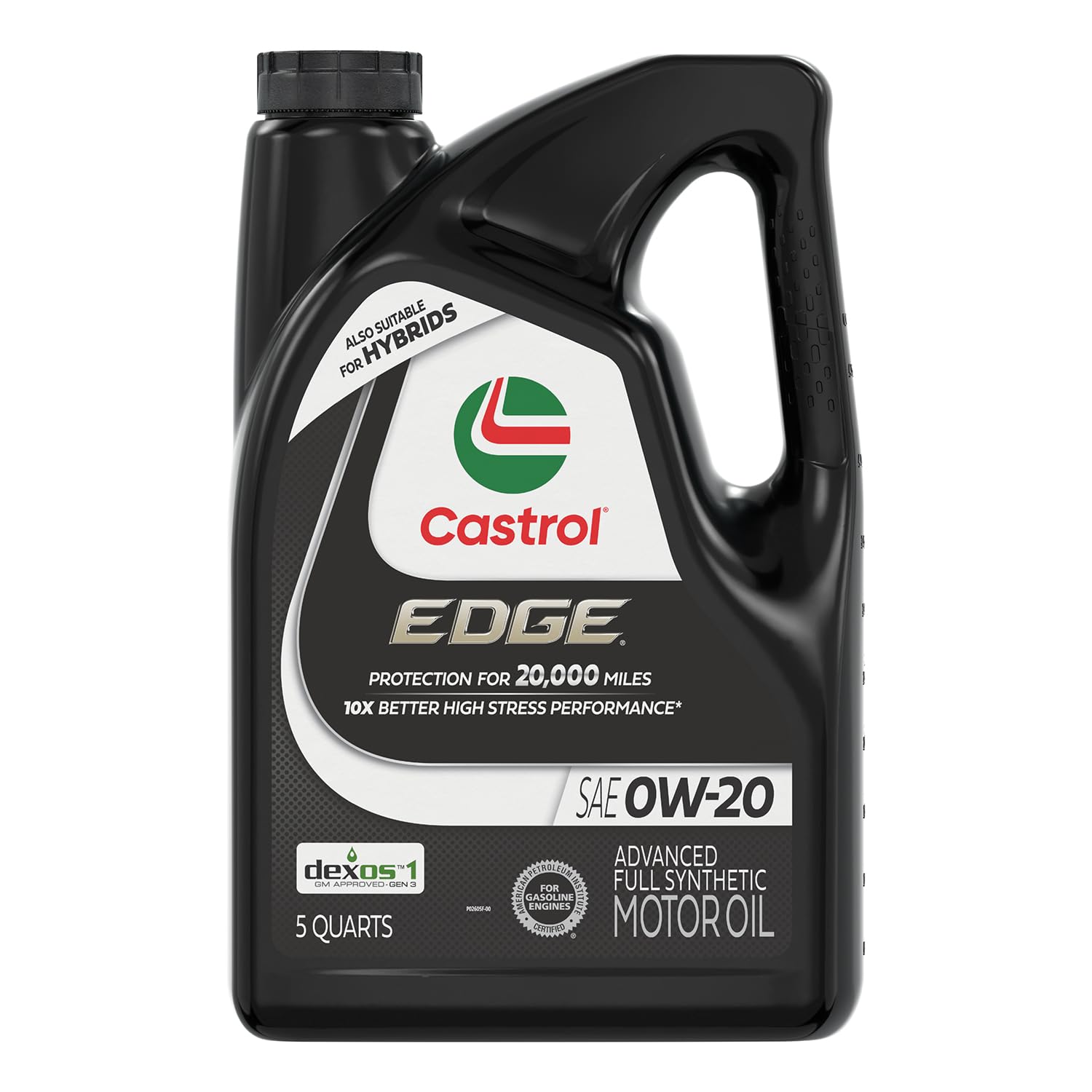 Castrol EDGE 0W-20 bottle pour shows smooth cold-start lubrication.