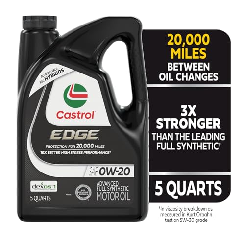 Castrol EDGE 0W-20 5-quart container front for ready use.