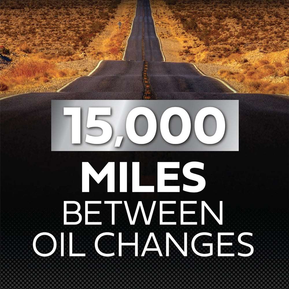 Castrol EDGE high mileage label emphasizes 15,000 mile oil-change intervals.