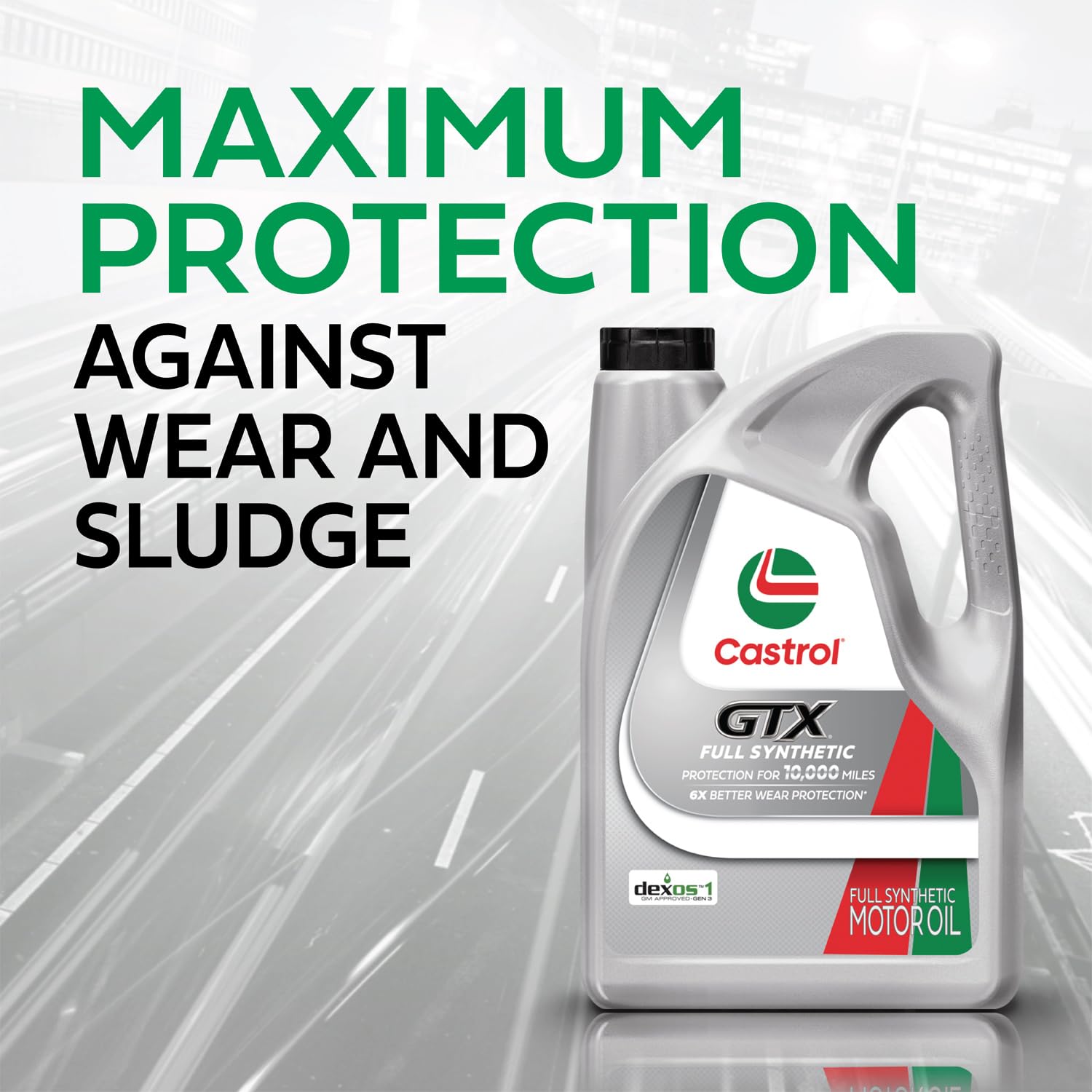 Castrol GTX 10k mile oil change schedule illustration suggests longer intervals