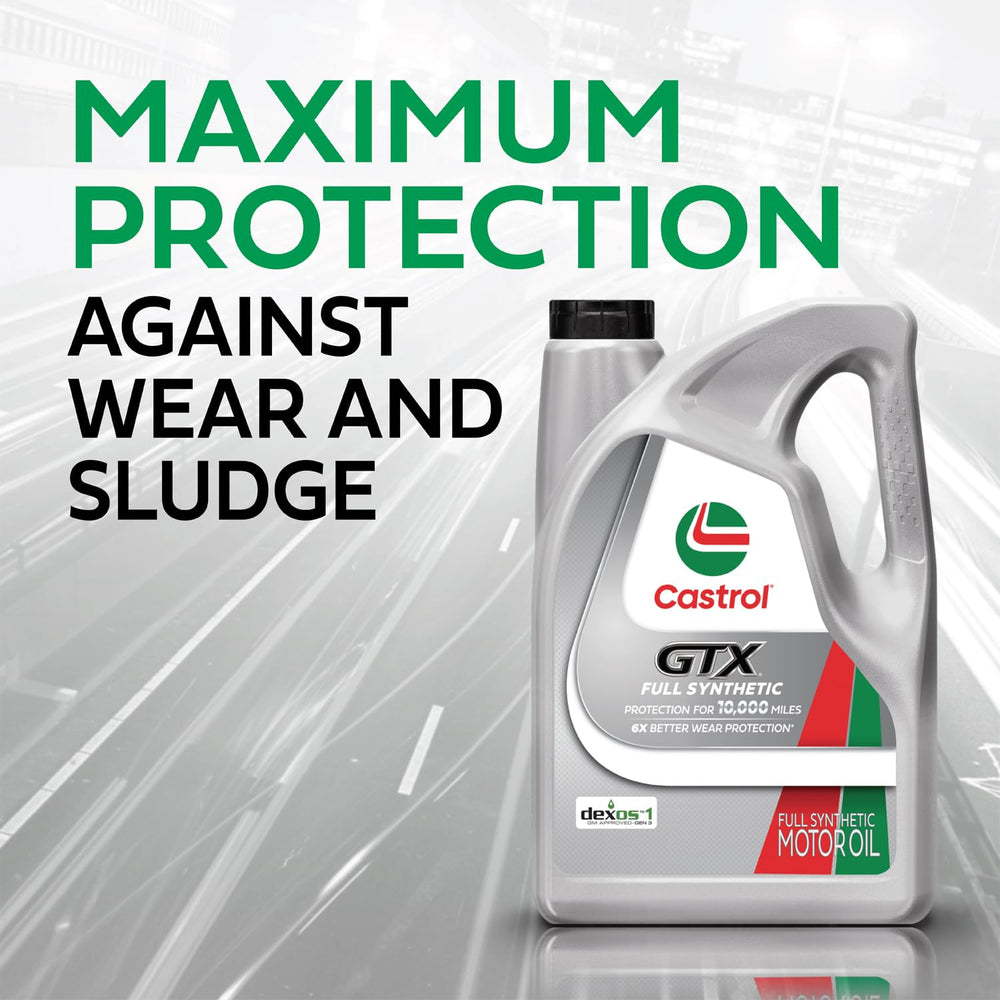 Castrol GTX 10k mile oil change schedule illustration suggests longer intervals