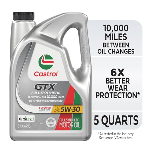 Castrol GTX 5-quarts container demonstrates a high-volume option for regular maintenance