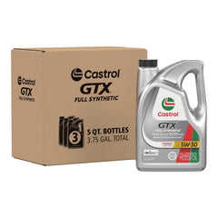 Castrol GTX full synthetic 5W-30 bottle showing premium formula for engine protection