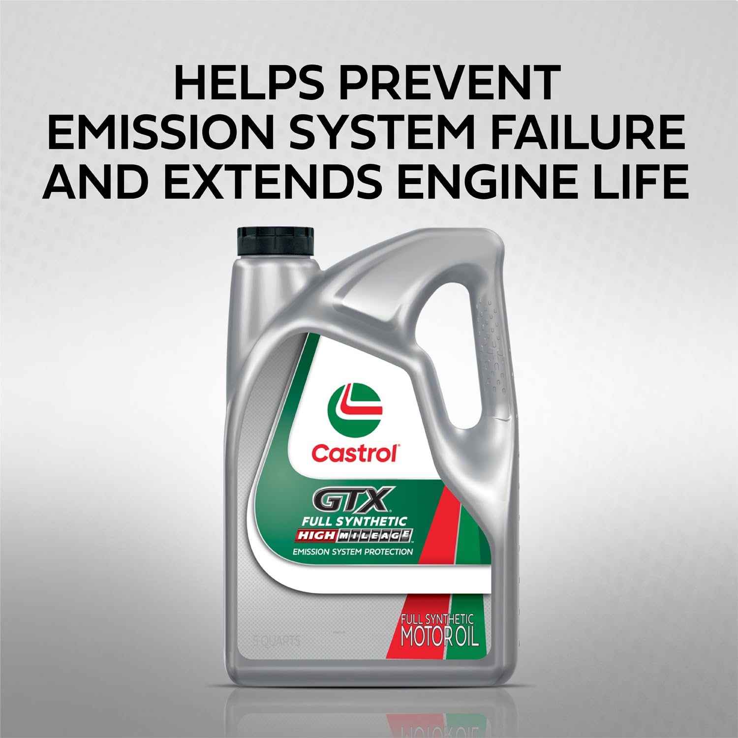 Castrol GTX High Mileage 0W-20 product graphic emphasizes long interval potential