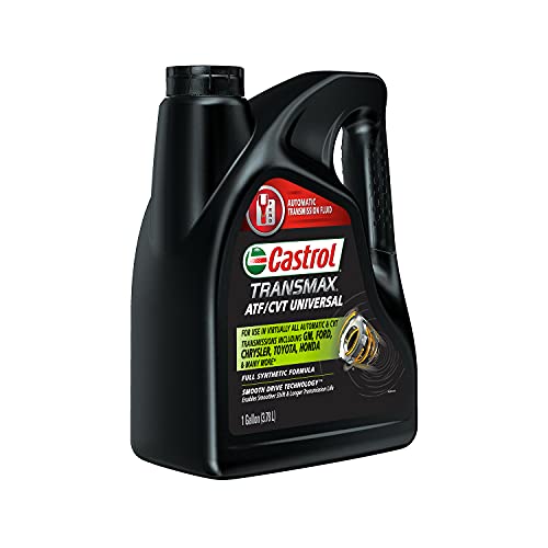 Castrol Transmax ATF/CVT Universal label close-up highlighting multi-vehicle compatibility.