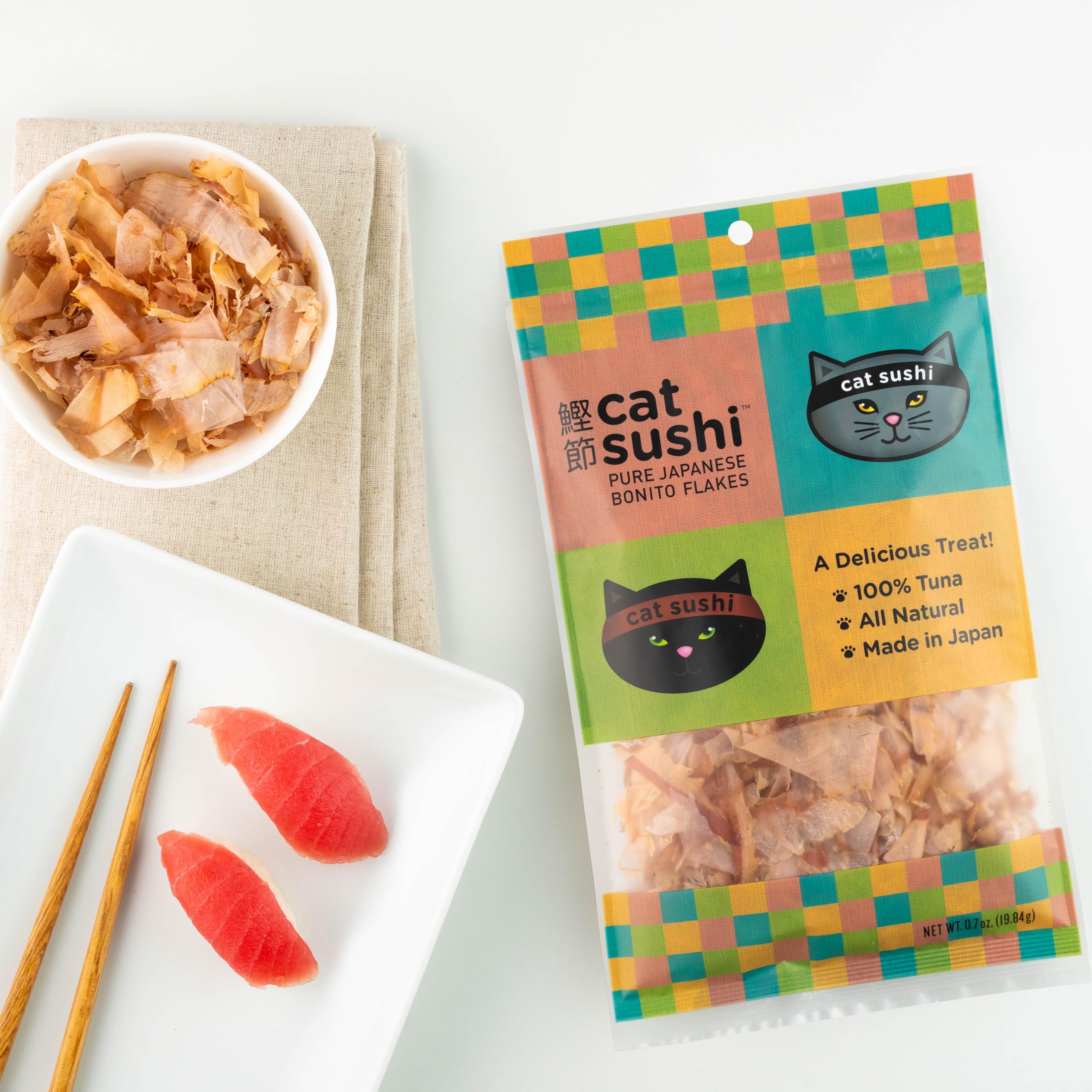 Cat Sushi Bonito Flakes closeup of tuna flakes for crisp, flavorful texture