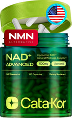 Cata-Kor Liposomal NAD bottle showing branding and daily energy support