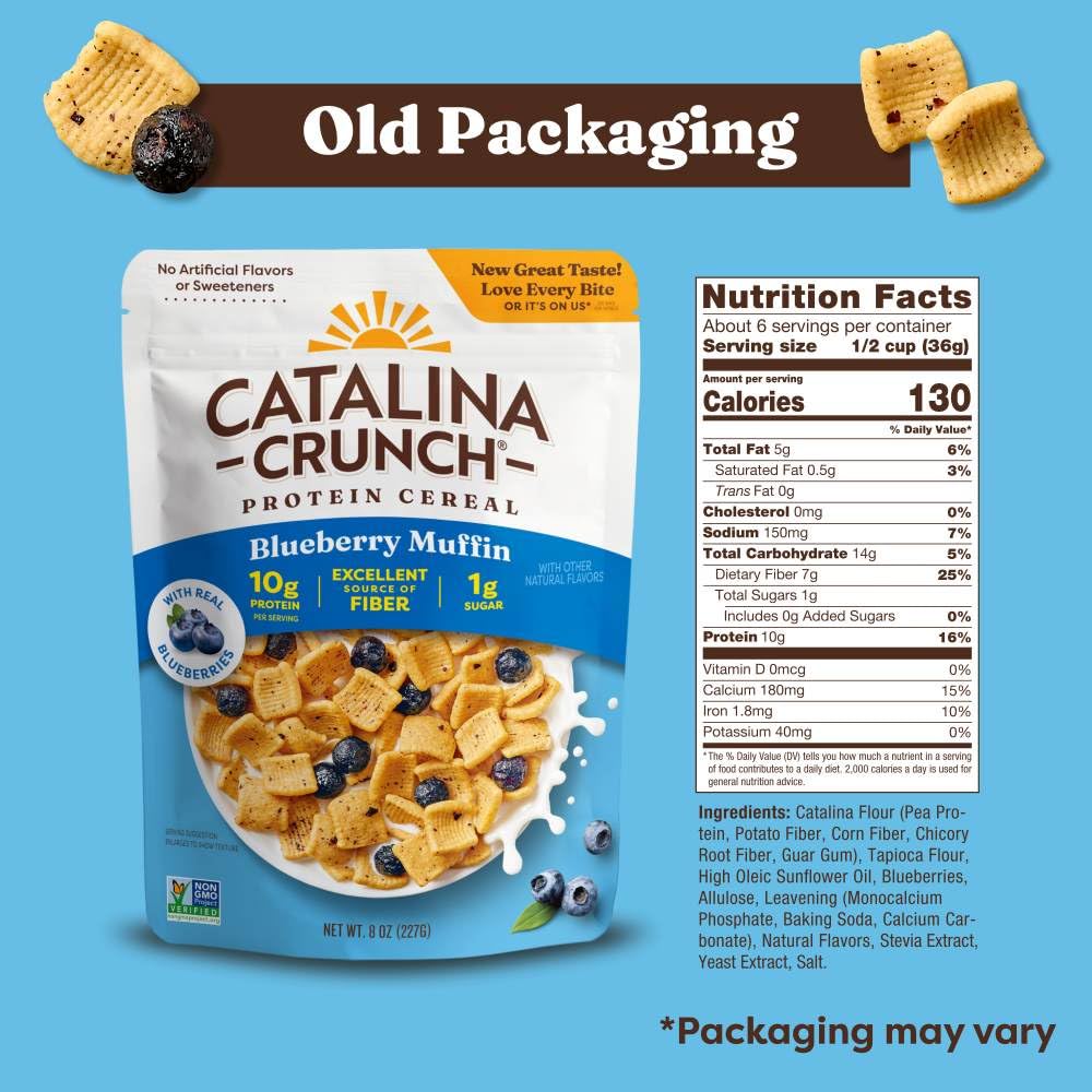 Catalina Crunch real blueberries close-up, authentic fruity flavor