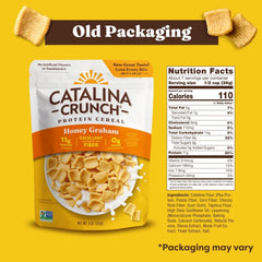 Pouring Catalina Crunch honey graham cereal showcases crunch and inviting aroma