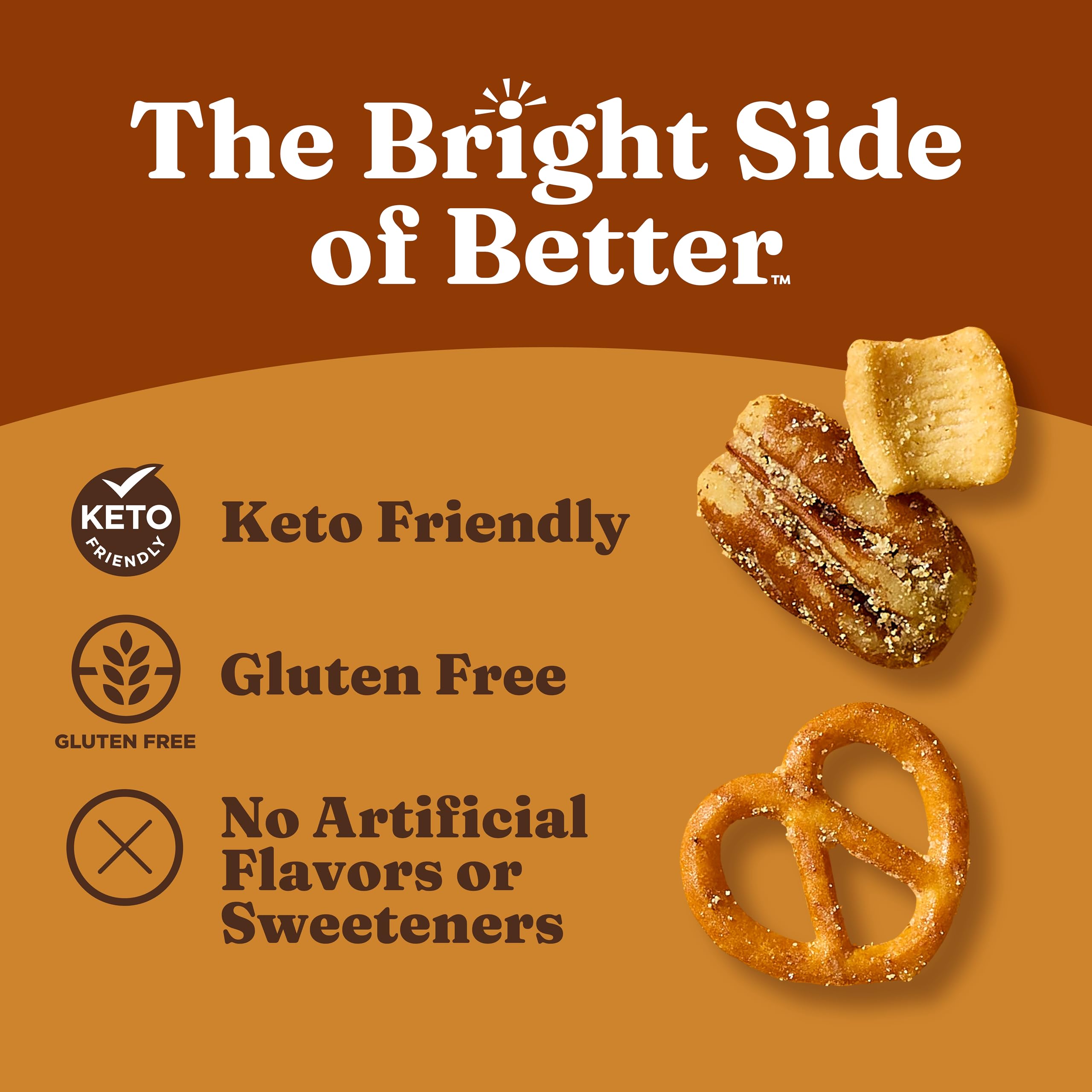 Catalina Crunch chickpea pretzels in mix demonstrate fiber-rich, lower-sugar snacking.