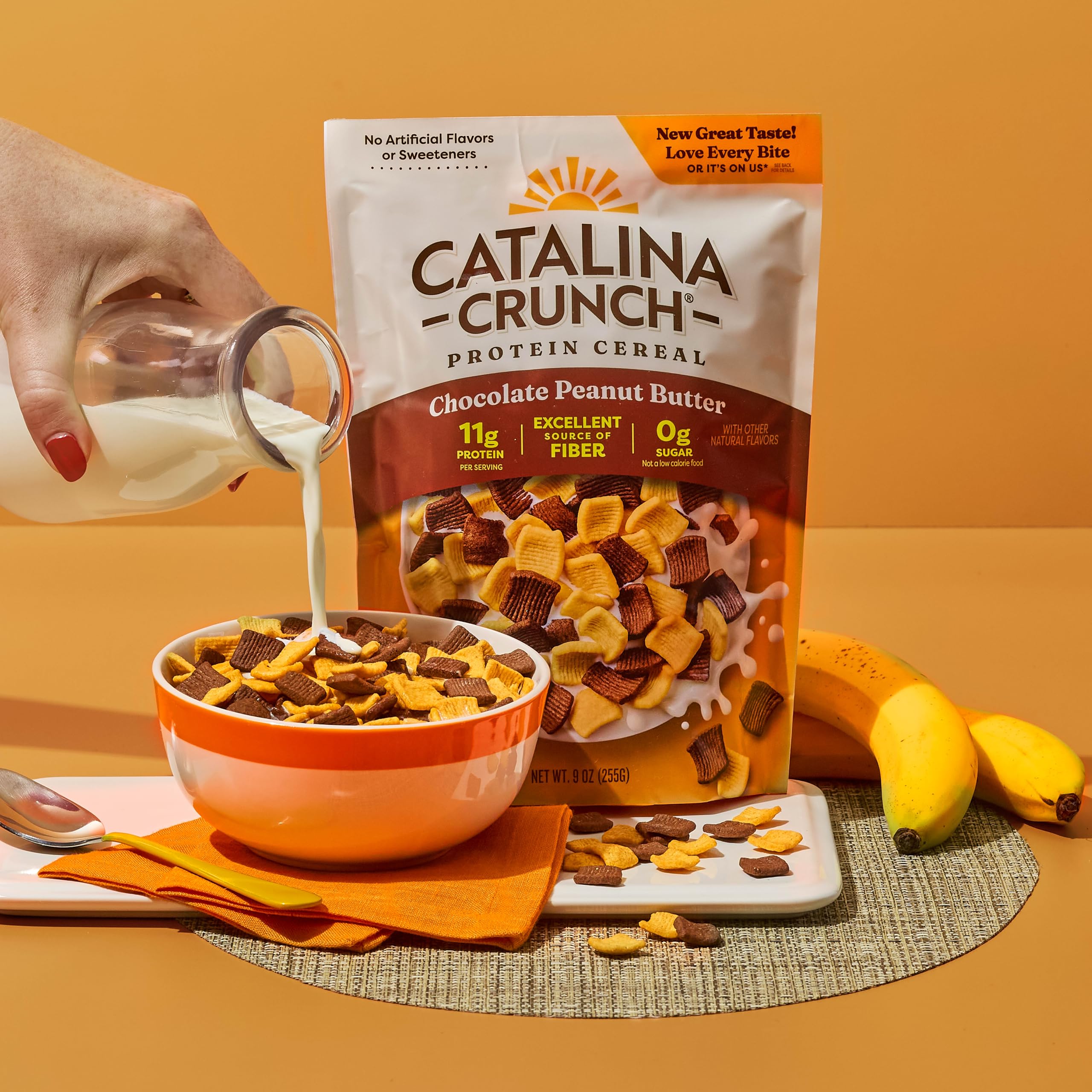 Catalina Crunch 9 oz bag packaging variation shows convenient pantry size.