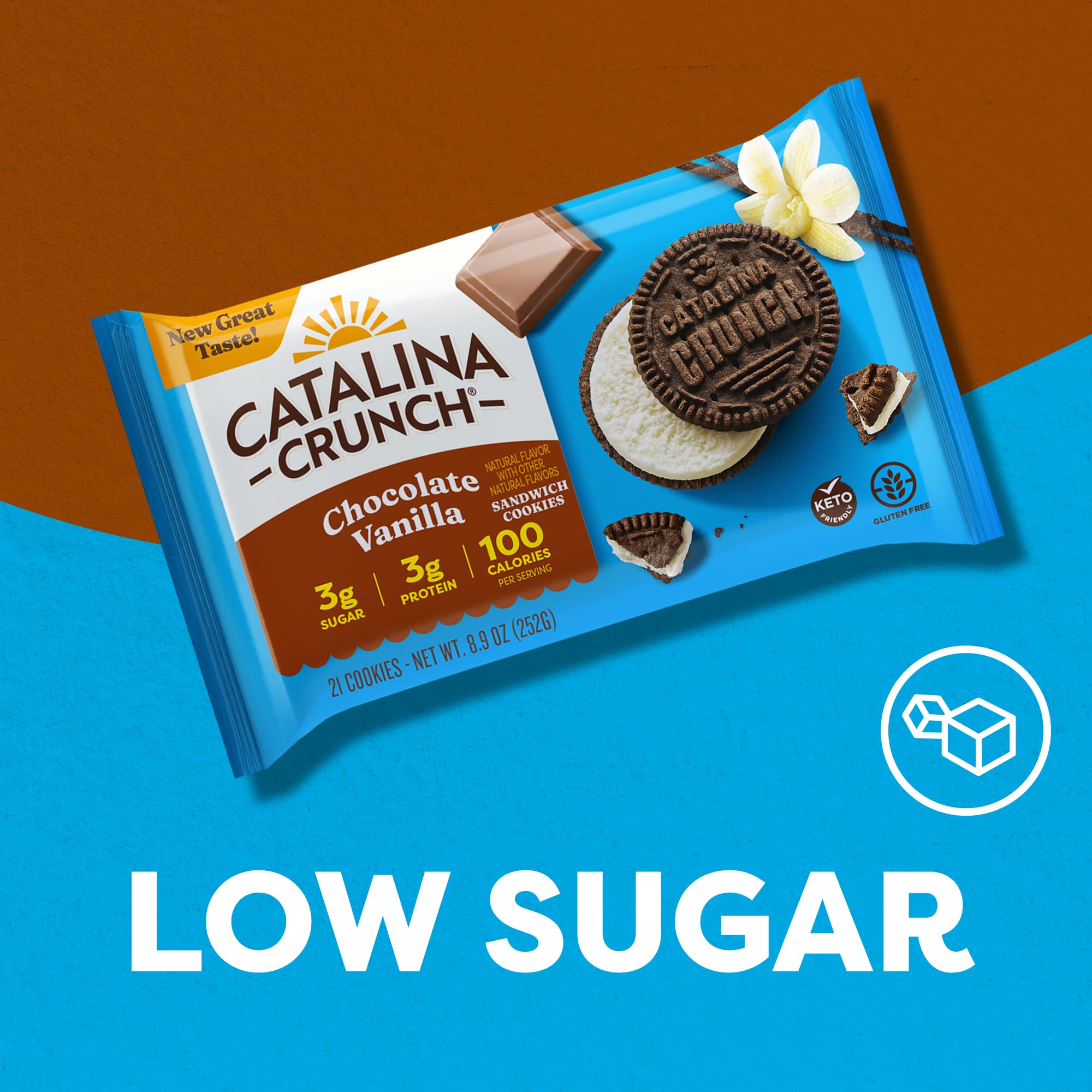 Catalina Crunch Protein Cookies 5 net carbs, supports keto-friendly snacking.