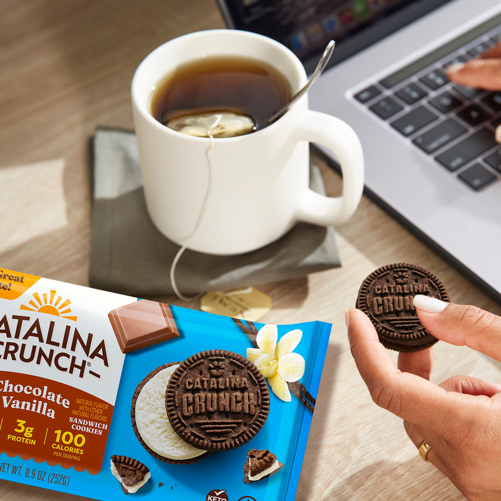 Catalina Crunch brand story image, founder-inspired snack options with lower sugar.