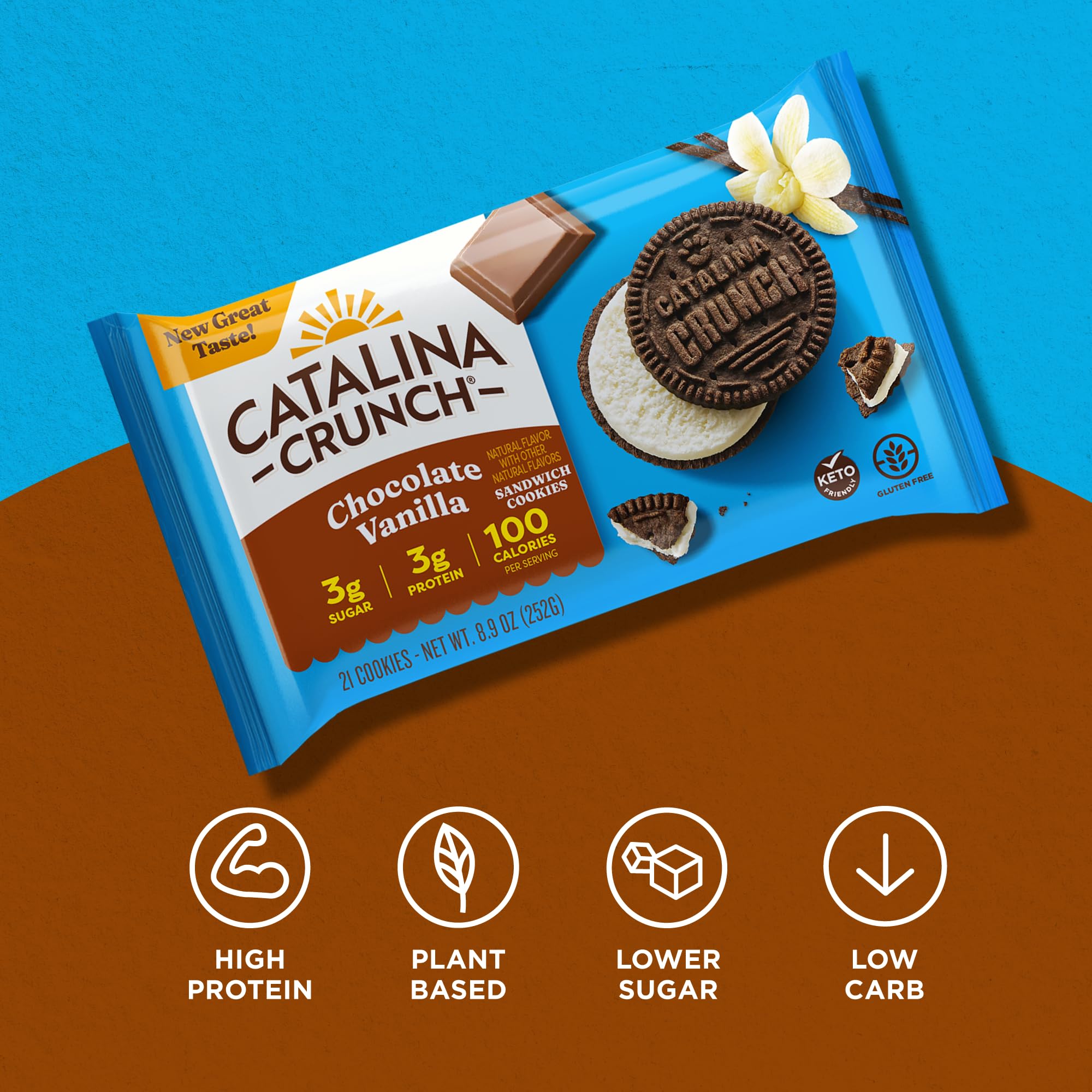 Catalina Crunch Protein Cookies vegan gluten-free ingredients, suitable for plant-based diets.